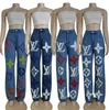 Women's Jeans Women street party Casual designer Jeans High waist wash printed denim pants