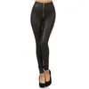 Leggings da donna Leggings sexy da donna Pantaloni push up in pelle slim a vita alta con cerniera Jeggings elasticizzati con cerniera Pantaloni lunghi caldi femminili Leggins