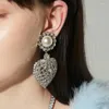 Kolczyki Dangle 2023 Najwyższa jakość luksusowa marka biżuterii pełne kryształowe serce wisiorki Pearl Big Ear Clip Kobiety moda moda