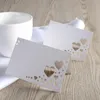 Cartões de felicitações 50pcs Heart Hollow Nome Place Wedding Guest (White)