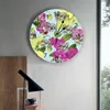 Horloges murales plante Animal éléphant fleur horloge Style rond mode Design moderne maison salon chambre décoration