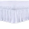 Bed Skirt Wrap Around Ruffled Lace Solid Color Machine Washable Wrinkle Free Bedskirt Frame Cover With Adjustable Belts