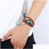 Pulseras con dijes 24 Unids / lote Botón directo de fábrica punky 12 Constelaciones Cowe Pulsera Tejido a mano Amantes hechos a mano Cuero J Dhgarden Dh27N