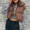 女性のベスト冬の女性ジッパークロップドウエストコートレディースパッド入りコットンダウンコート快適なキルティングベストジレットジャケットアウトウェア