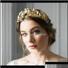 Hoofdbanden sieraden mode goud vergulde metalen blad hoofdband vintage haarband voor vrouwen elegante bladeren haar accessori drop deli dhmt8