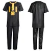 Etnik Giyim H D Erkekler için Afrika Kıyafetleri Dashiki Siyah gömlek pantolonları yok nakış üstleri pantolon takım elbise geleneksel giyim partisi 230408