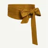 Bälten 2023 kvinnors obi sammet bred cinch bälte midjeband klassisk wrap mode kappa/klänning med bow-knot