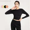 Desginer Aloo Yoga Tops Originautumn Dress Women's Long Sleeve T-shirt Rund hals Slim Fit Short Open Navel T-shirt Sports Top