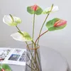 Kwiaty dekoracyjne 4 szt. Symulacja anthurium andraeanum lind fałszywe wystrój rośliny domowe wtrysk formowanie organów panny młodej