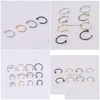 Naso Anelli Studs 6/8 / 10Mm Punk Acciaio Inossidabile Falso Anello C Clip Labbro Orecchino Helix Rook Tragus Faux Septum Body Piercing Gioiello Goccia Dhz6K