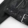 Women's Jackets Style Lapel Long-sleeved Fashionable And Versatile Imitation Leather Jacket PU Slim With Belt