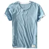 T-shirts pour hommes Mode d'été Style japonais pour hommes Coton en bambou Solide à manches courtes pour hommes Casual Simple T-shirt blanc doux 230410