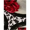 Women'S Panties Womens Women Sexy Cow Lace Splicing Low-Waist Underwear Thong Female G String Breathable Lingerie Temptation Embroid Dhinq