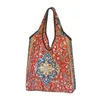 Shopping Bags Cute Turkish Antique Tabriz Persian Rug Tote Bag Portable Ethnic Boho Geometric Grocery Shoulder Shopper