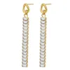 Tassel flash diamond zircon 18k gold plated earrings Europe and the United States light luxury temperament simple female net red cold wind ear accessories