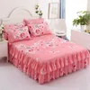 Bed rok bloem print gegolfd beddengoed set kussenslopen set/bed rok set bed rok *1 kussenslopen *2 size twin/full/queen/king 230510