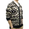 Men's Jackets Mens Autumn And Winter Jacquard Zipper Cardigan Sweater Knitted Coat Geometric Pattern Outerwear Tops