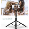 Selfie monopodlar selfie sopa tripod teleskopik selfie tripod ayarlanabilir fotoğrafçılık tripod kablosuz uzaktan kumanda ve 360 ​​açık hava q231110 için döner