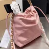 22 BBAG Series أحادي الكتف Crossbody Bag حقيبة دلو من العجل العجل مع فتحة الرباط مع سعة كبيرة الحجم وحقيبة مصمم تماس الشبكة الماسي الشهيرة