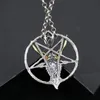 Pendentif Colliers Plaqué Argent Vintage Pentacle inversé Collier de chèvre satanique Baphomet Unique Amulette païenne Bijoux 231110