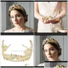 Hoofdbanden sieraden mode goud vergulde metalen blad hoofdband vintage haarband voor vrouwen elegante bladeren haar accessori drop deli dhmt8