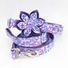 Dog Collars Leashes Purple Magic girl dog collar dog flower and leash set for pet dog cat with rose gold metal buckle 231110