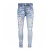 Mäns jeans Topp 10 varumärken Fashion Designer Skinny förstörde Elastic Stretch Slim Fit Distressed Ripped Trousers Denim Pants Sale