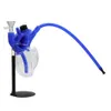 Hookahs YHSWE Silicone Heart Shape Hookah Glass Bong with Stand Holder Smoking Pipe Dab Rig