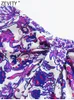 Spódnice Zevity Vintage Purple Purple Paisley Flower Print Knot Sarong Midi Squirt Faldas Print Fashion Fashion Fashion Fashion Fashion