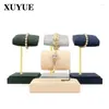 Jewelry Pouches Watch Bracelet Display Props Velvet Leather Metal Creative Support Table Stand