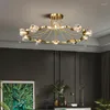 Candeliers pendentes de luzes de cristal moderno lâmpada de teto de cobre para sala de jantar quarto loft el lobby pendurado