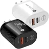 Snabb snabba mobiltelefonladdare PD Typ C 20W QC3.0 Dual Ports Wall Charger EU US Chargers Plug för iPad iPhone Samsung Huawei B1