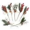 Dekorative Blumen, 7 Stück, Kunstpflanzen, künstliche Weihnachtsspieße, Beeren, Partydekoration, Tischdekoration, Holzhaus, Vasenfüller