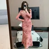 Vestidos de trabalho moda doce impressão 2 peça outfit feminino senhoras elegante com decote em v magro midi vestido e cinta longo conjunto roupas de rua