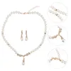 Halsbandörhängen Set Pearl Girl Jewelry Pendant Stylish Statement Decor Drop Women Headbonad