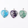 Colliers pendants romantique amour coeur de pierre naturelle chakra reiki argent plaqué femmes bijoux en gros 5pcs tbn316