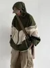 Vestes Femmes QWeek Gorpcore Vintage Veste à capuche Femmes Style japonais Séchage rapide Vert Vêtements d'extérieur surdimensionnés Harajuku Rétro Patchwork Brown Top 231109