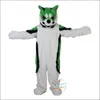 Halloween Green Fox Dog Husky Cartoon Mascot Costume Easter Bunny Plusz kostium Kostium Fancy Sukienka Reklama Strój przyjęcia urodzin