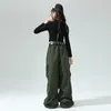 Bühnenkleidung Kinder Street Dance Kleidung Mädchen Hip Hop Kostüm Lange Ärmel Tops Taschen Hosen Modern Jazz Performance Kpop BL11624