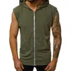 Herren-Tanktops, Herren-T-Shirt mit Reißverschluss, Fitness, einfarbig, ärmellos, Strickjacke mit Kapuze, Tanktops, lässig, Sommer, männlich, Sport, Laufen, Oberteile 230410