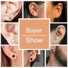 Studörhängen ZS 20g 6st Black Plated Studs Earring For Women rostfritt stål öronpiercingar kubik zirkoniumbrosk smycken