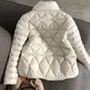 Femmes duvet automne hiver veste légère femmes col montant Plaid blanc canard manteau femme lumière Parkas vêtements d'extérieur élégants