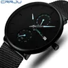 Wristwatches CRRJU Men Simple Slim Quartz Watch Gold Steel Mesh Ultra Thin Watches Waterproof Male Wrist Clock