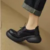 Kleidschuhe Herbst Echtes Leder Dicke Sohle Schnürung Pistolenfarbe Lefu Schuhe für Damen Casual Slope Heel Matsuke Sole Round Toe Single S 231110