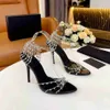 2022 Fashion Yslity Designer Women's Sole Heel Sandals Leather Pointed Toe High Heel Dress Shoes Mid Heel Shoes yjc