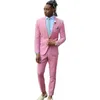 Men's Suits Pink For Men England Style Single Breasted Notch Lapel Formal Occasion Skinny 2 Piece Jacket Pants Slim Fit Male Clothing