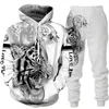 Män och kvinnor 3D -tryckt Tiger Casual Clothing Wolf Fashion Sweatshirt Hoodies and Trousers träningsdräkt