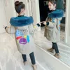 Donsjas Lxury meisjesparka fleece sneeuwuitloper met capuchon grote bontkraag dikke winteroverall voor kinderen lang sneeuwpak meisje 231109