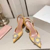 Designer di lusso Donna Sandali Italia Amina Muaddi Raso nero Begum Sling Heels Begum Crystal Spilla Slingback Décolleté donna Wine Cup Tacchi pantofole Scarpe 35--42 BBBJJJ