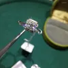 クラスターリングシルバー925オリジナルダイヤモンドテスト過去0.8ブリリアントカットDカラークッション女性用宝石ジュエリー用